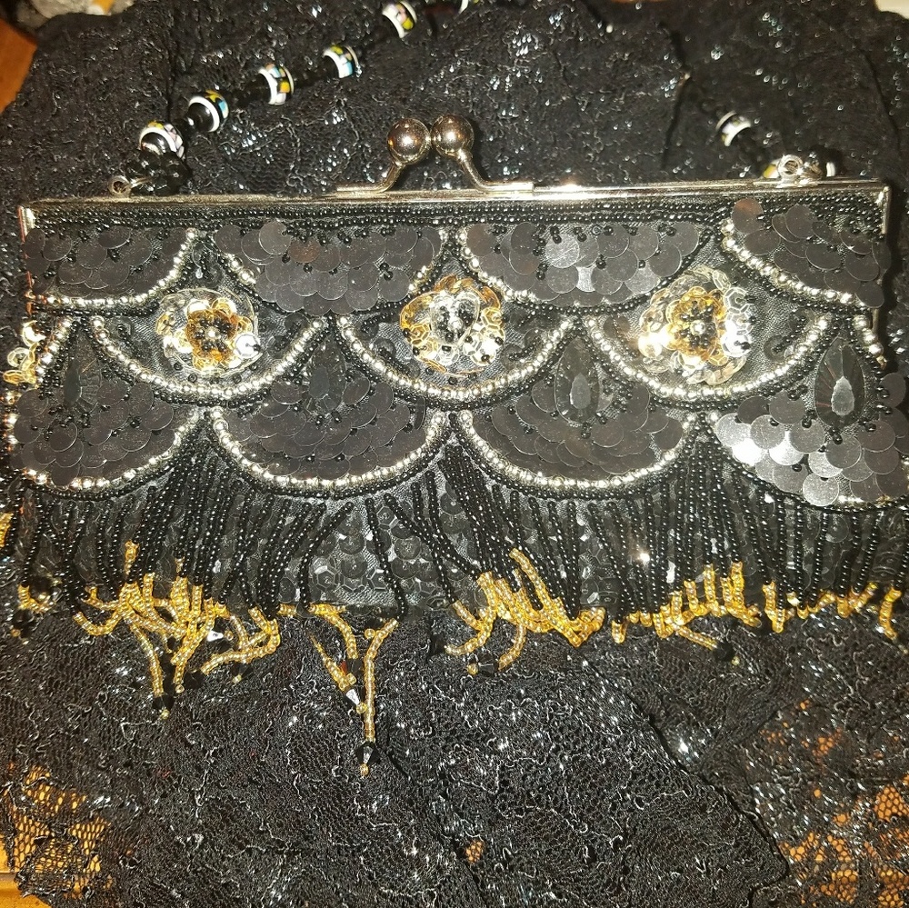 Shimmering sequence purse